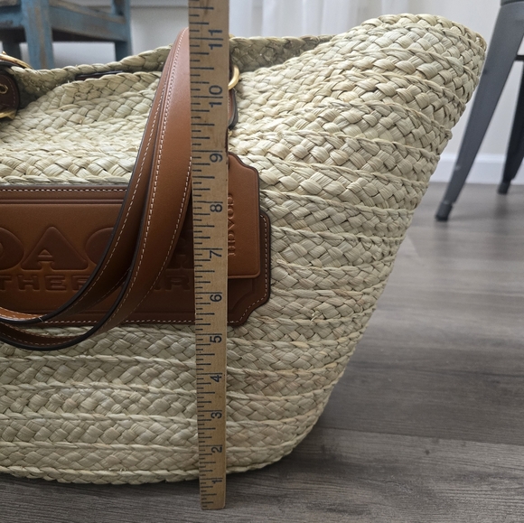 Coach Structured Straw Large Basket Tote Natural/Burnished Amber Cottagecore - Picture 10 of 15